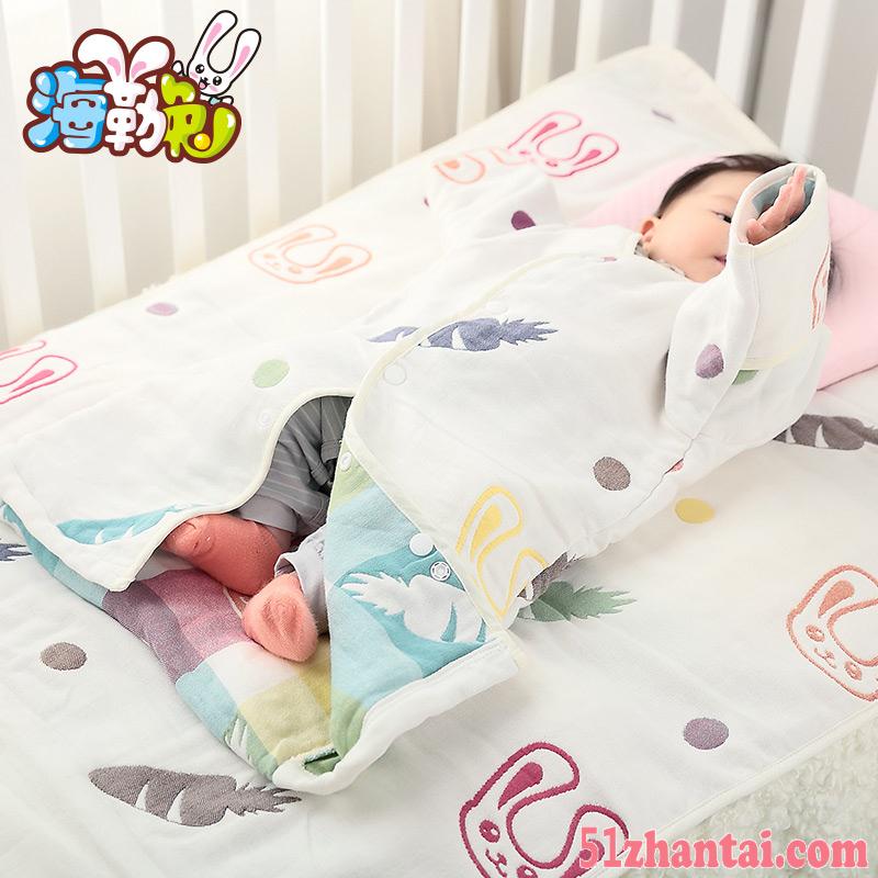 新生婴儿宝宝儿童睡袋 六层棉纱布防踢被 可调节长度四-图2