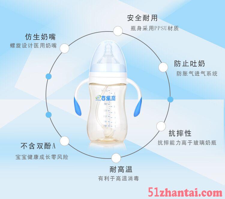 百乐亲厂家批发  新生婴儿奶瓶  宽口防胀气带手柄奶瓶-图2