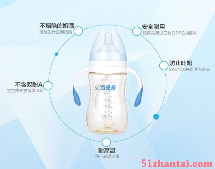 百乐亲厂家批发  新生婴儿奶瓶  宽口防胀气带手柄奶瓶-图3