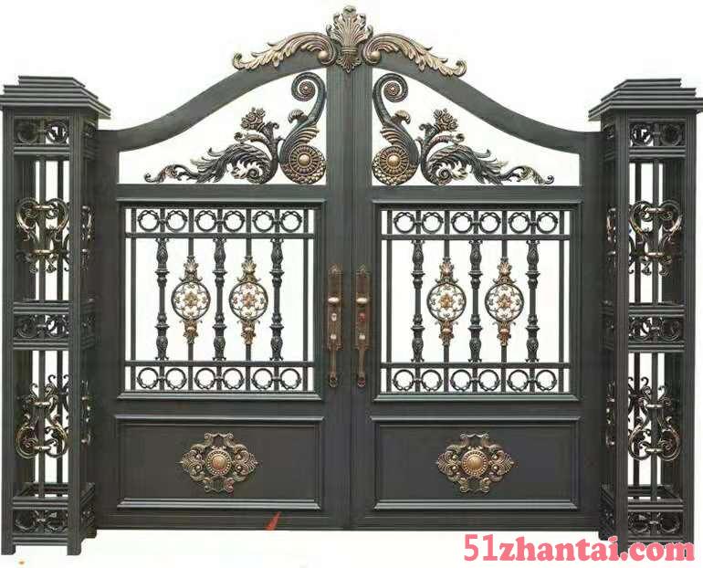 天津铝艺庭院门，别墅铝艺大门，铝艺护栏围栏-图3