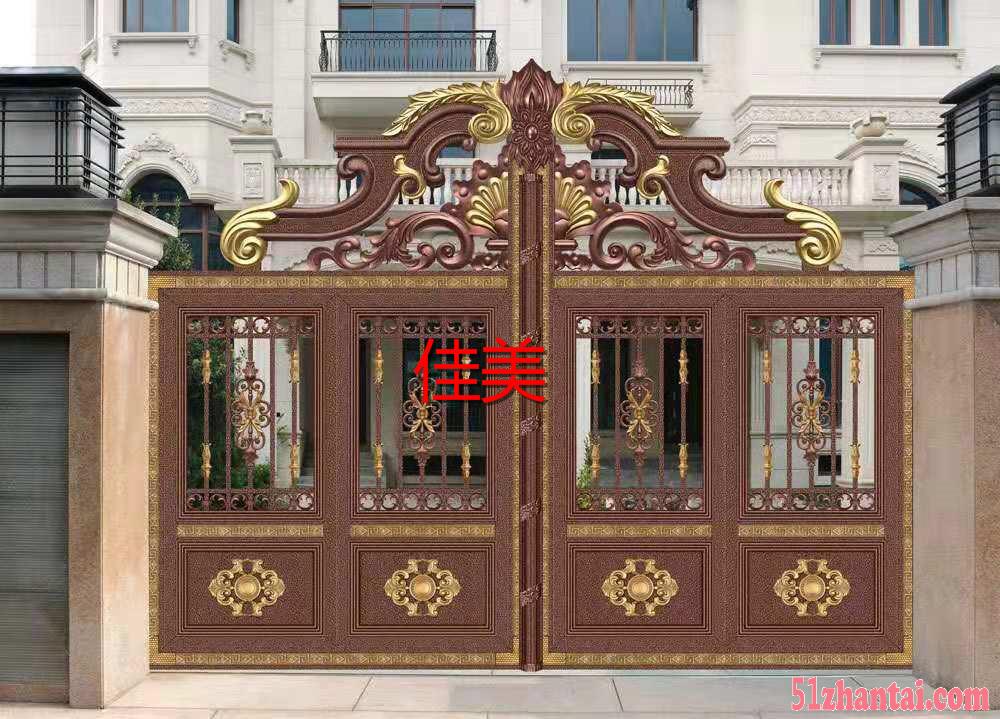 天津铝艺大门，别墅铝艺电动大门，铝艺护栏厂家-图2