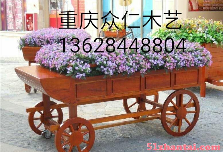 重庆组合式花箱单体花箱碳化木花箱防腐木花车生产厂家-图2